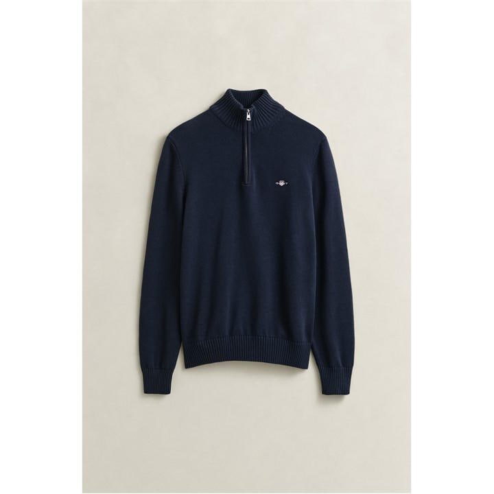 Gant Men's Blue Casual Cotton Half-Zip Small