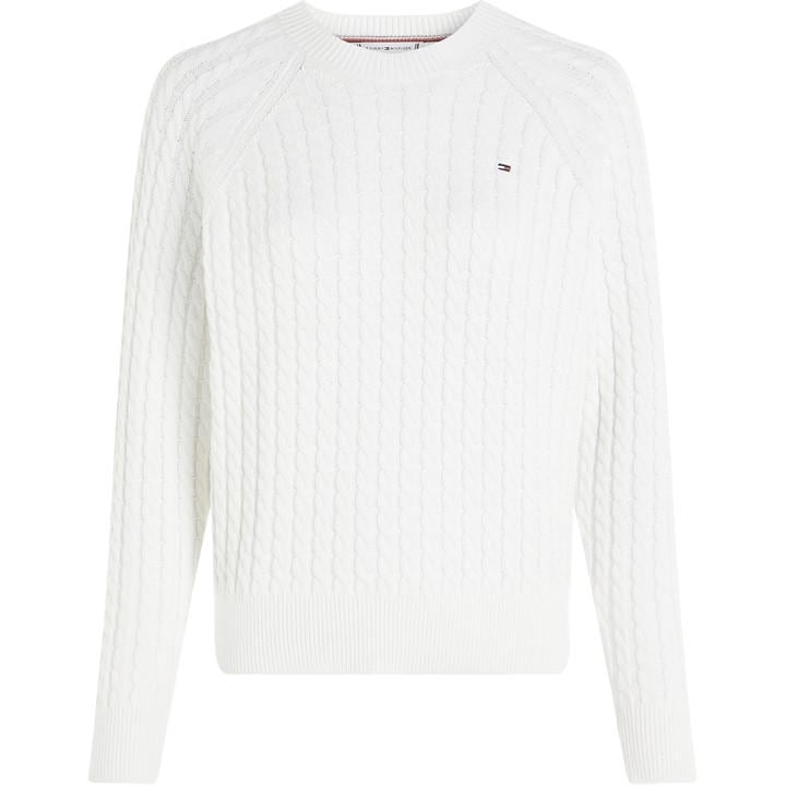 Tommy Hilfiger Women's Cream Cable Knit Crew Neck Sweater