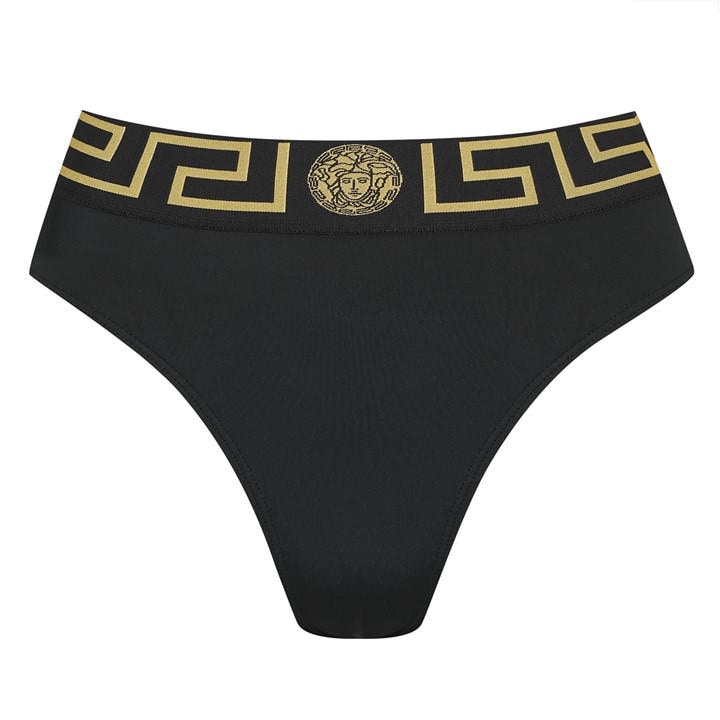 Versace Icon Women's Black Tape High Bikini Bottoms Size 10