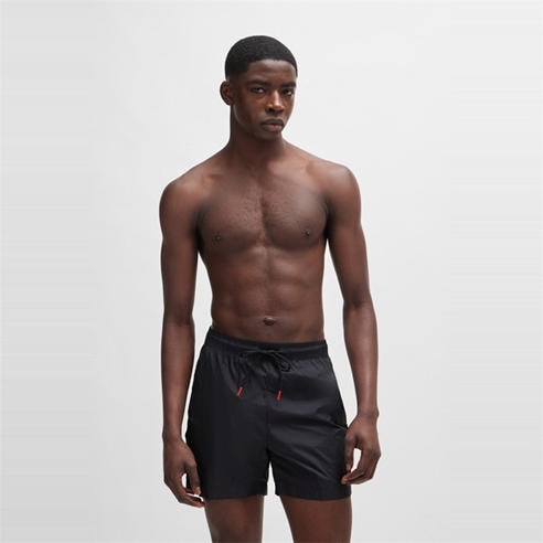Hugo - Mens HUGO Fab Swim Shorts with Tape Logo Detail