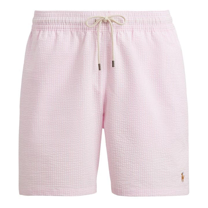 Polo Ralph Lauren Men's Pink Seersucker Traveller Swim Shorts - Size 2XL