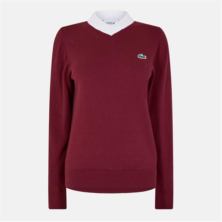 Lacoste Women's Purple Knit Crew Neck Jumper - Size 10