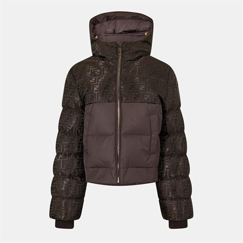 FENDI - Brown FF nylon down jacket