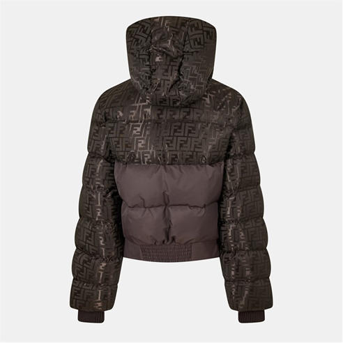 FENDI - Brown FF nylon down jacket