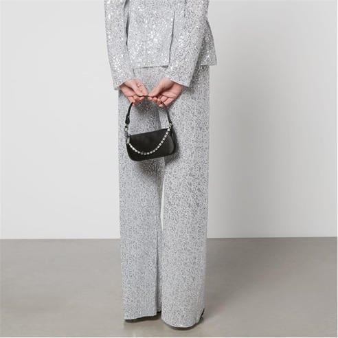 By Far - Mini Rachel Silk Satin And Crystal Chain Bag