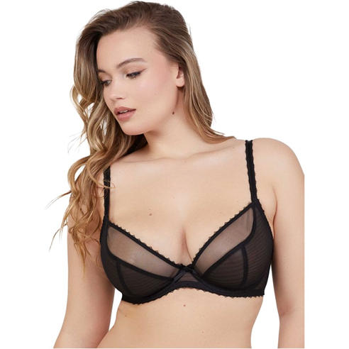 Playful Promises - Grace Black Supportive Plunge Net Bra