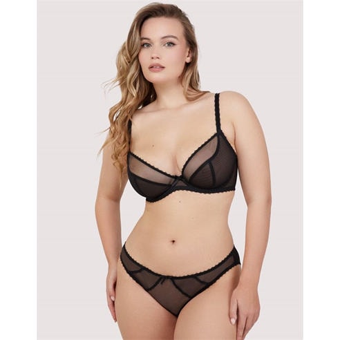 Playful Promises - Grace Black Supportive Plunge Net Bra