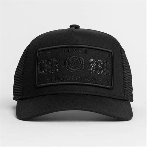 Christian Rose - Half Rhinestone Iconic II Plate Trucker Cap