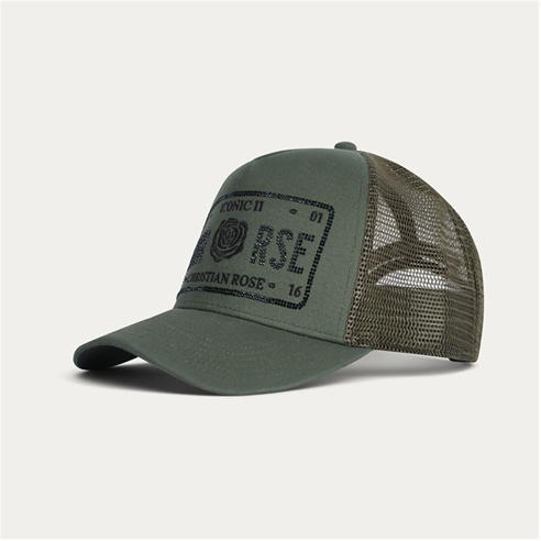 Christian Rose - Half Rhinestone Iconic II Plate Trucker Cap