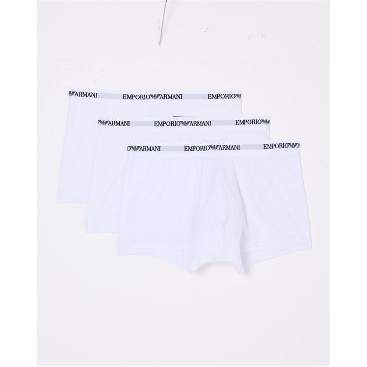 Emporio Armani Men's White Core Logo Boxers 3-Pack - S
