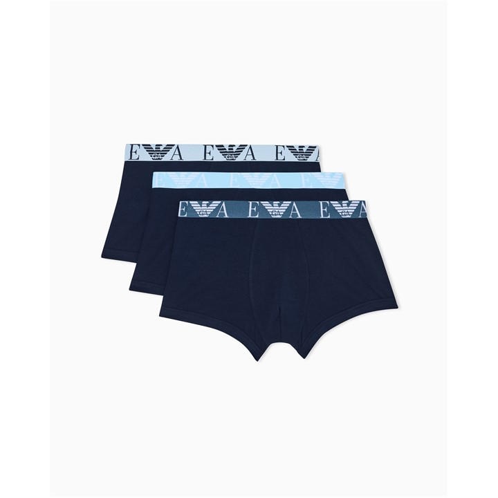 Emporio Armani Men's Blue Core Logo Boxers 3-Pack - S