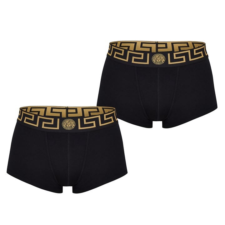 Versace Icon Men's Black Two Pack Greca Waistband Trunks 2XL