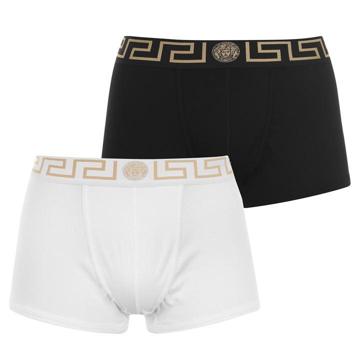 Versace Icon Men's White Two Pack Greca Waistband Trunks 3XL