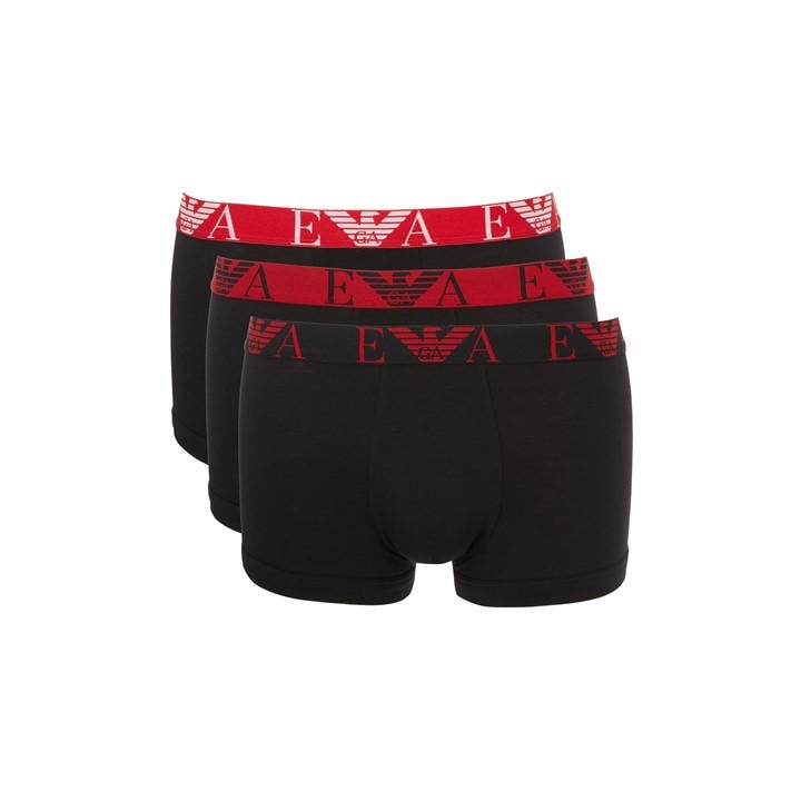 Emporio Armani Men's Black 3-Pack Logo Trunks Large