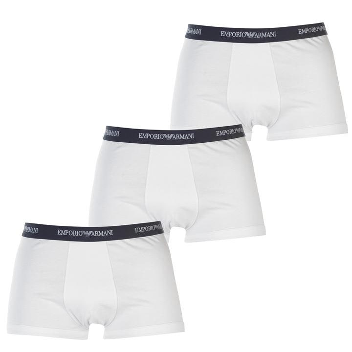 Emporio Armani Men's White Core 3 Pack Boxer Shorts Small