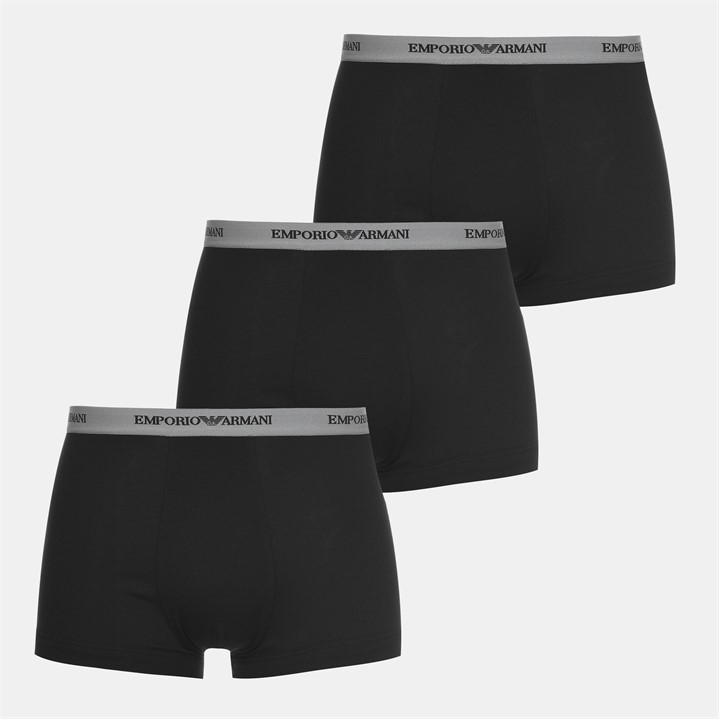 Emporio Armani Men's Black Core 3 Pack Boxer Shorts Large