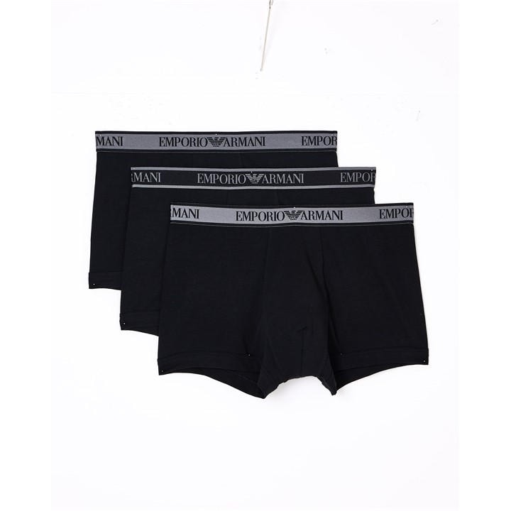Emporio Armani Men's Black Core 3 Pack Boxer Shorts Small