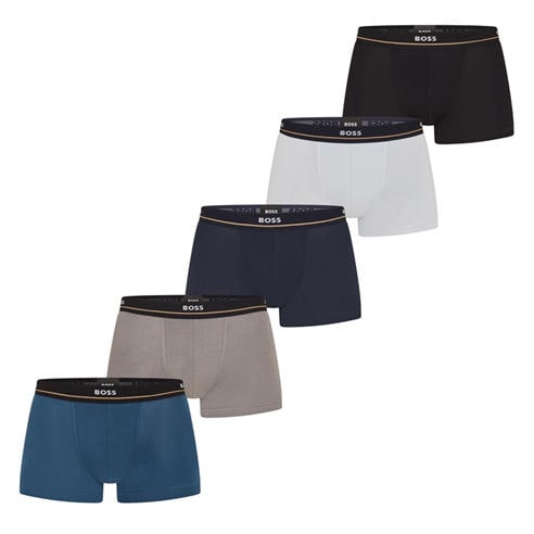 Boss - Mens BOSS Bodywear 5 Pack Boxer Trunks with Logo Detail