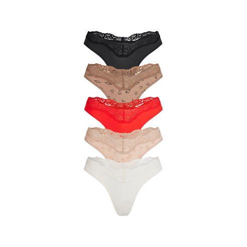SKIMS - Womens Fit Everybody Lace Dipped Thong Pack