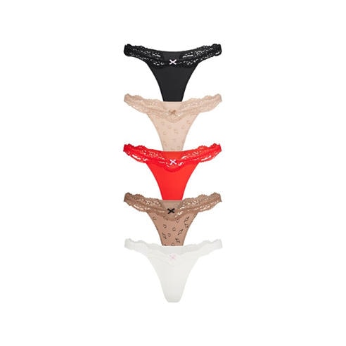 SKIMS - Womens Fits Everybody Lace String Thong 5-Pack