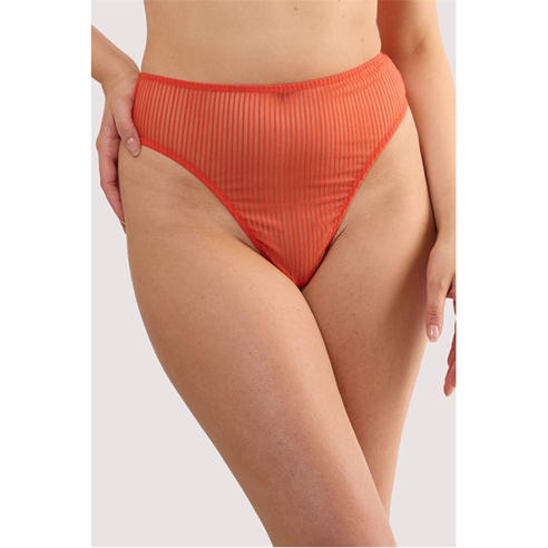 Playful Promises - Veronica Red Microstripe High Waist High Leg Brief