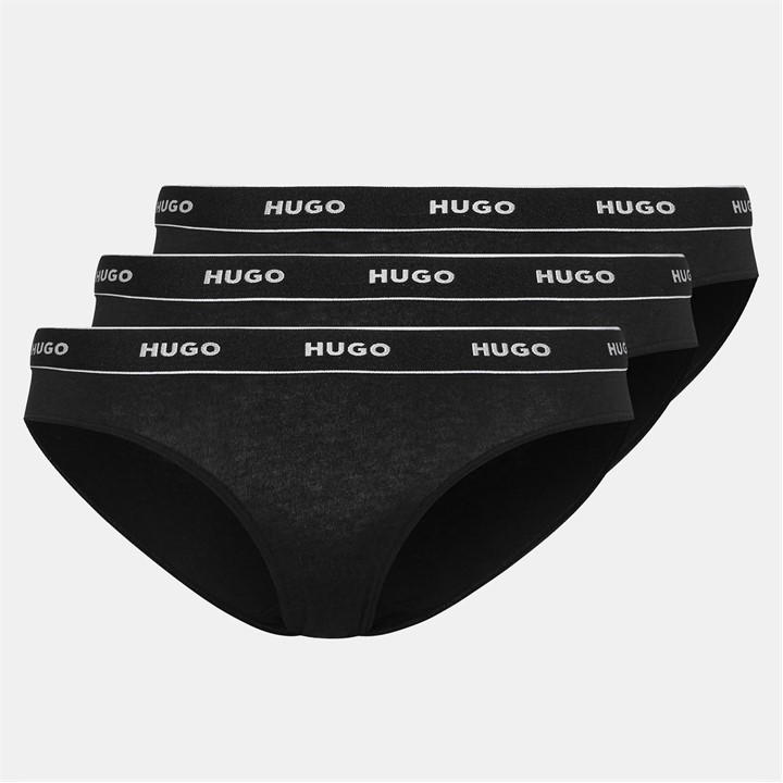 Hugo Women's Black 3 Pack Striped Briefs Size 8