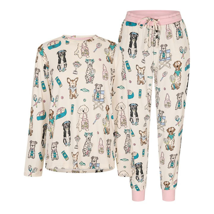 Chelsea Peers Women's Beige Classic Pyjama Set