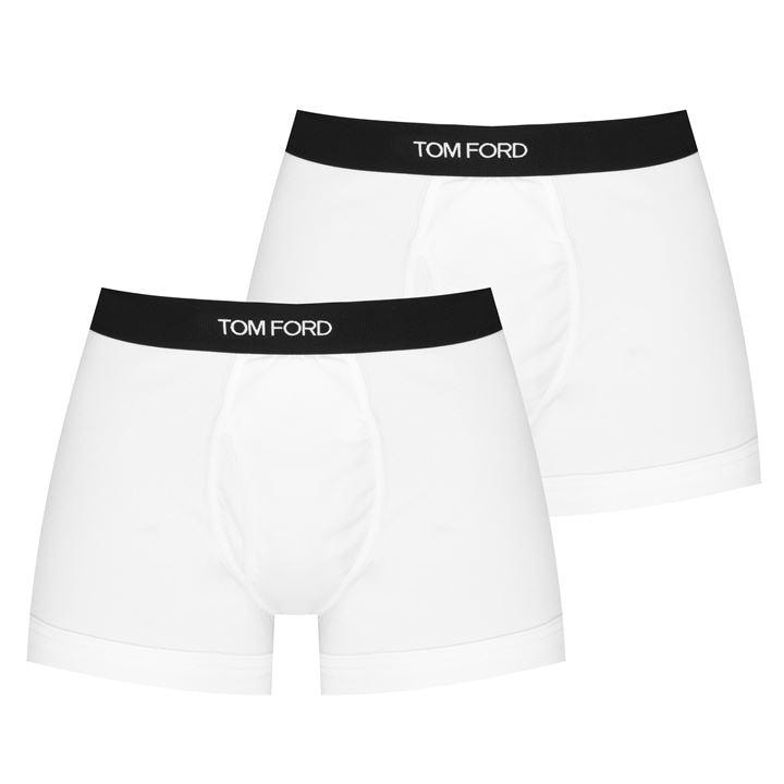 Tom Ford Men's White Plain Cotton Boxer Briefs, 2-Pack 2XL