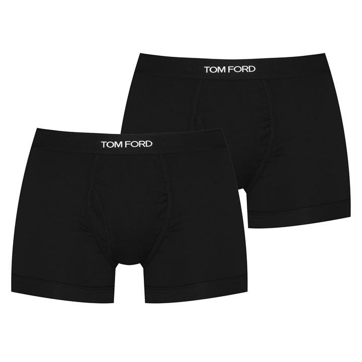 TOM FORD Men's Plain Cotton Boxer Briefs, 2-Pack - Black