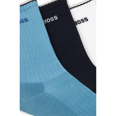 Boss - Men's Rib Stripe Quarter Socks