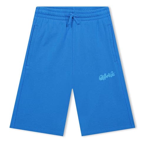 OFF WHITE - Kids' Fluid Logo Cotton Fleece Jogger Shorts