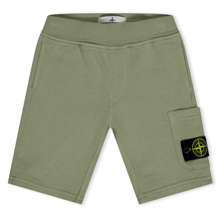 Stone Island Boys Green Juniors' Logo Cotton Shorts - Size 7