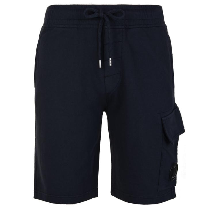 Cp Company Men's Blue Micro Lens Fleece Jogger Shorts