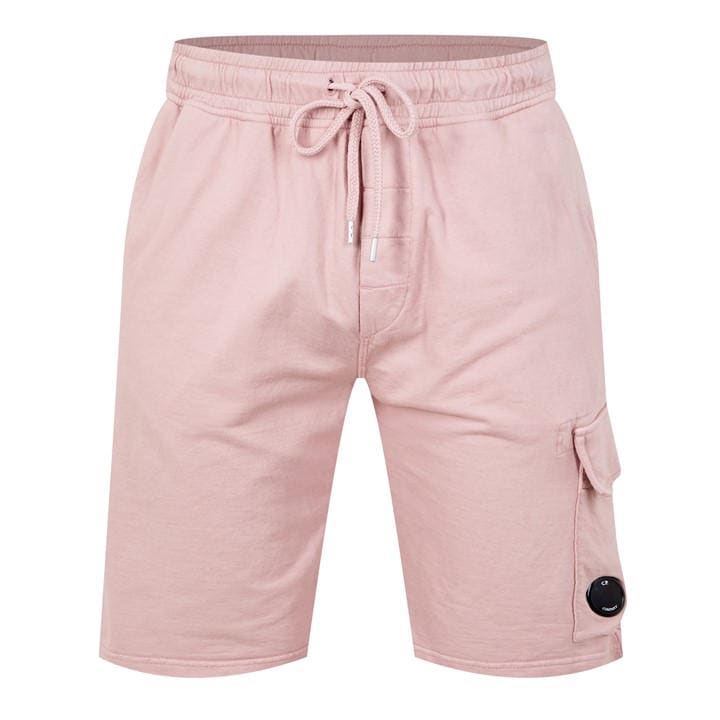 Cp Company Men's Pink Micro Lens Fleece Jogger Shorts