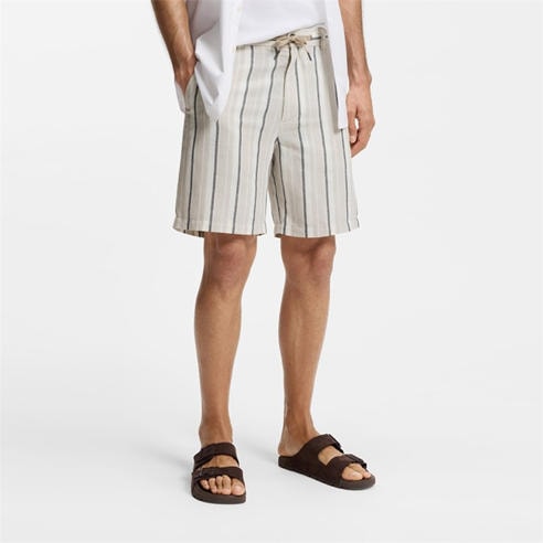 Boss - BOSS ORANGE Striped Short in a linen-cotton blend (Ricoplus)