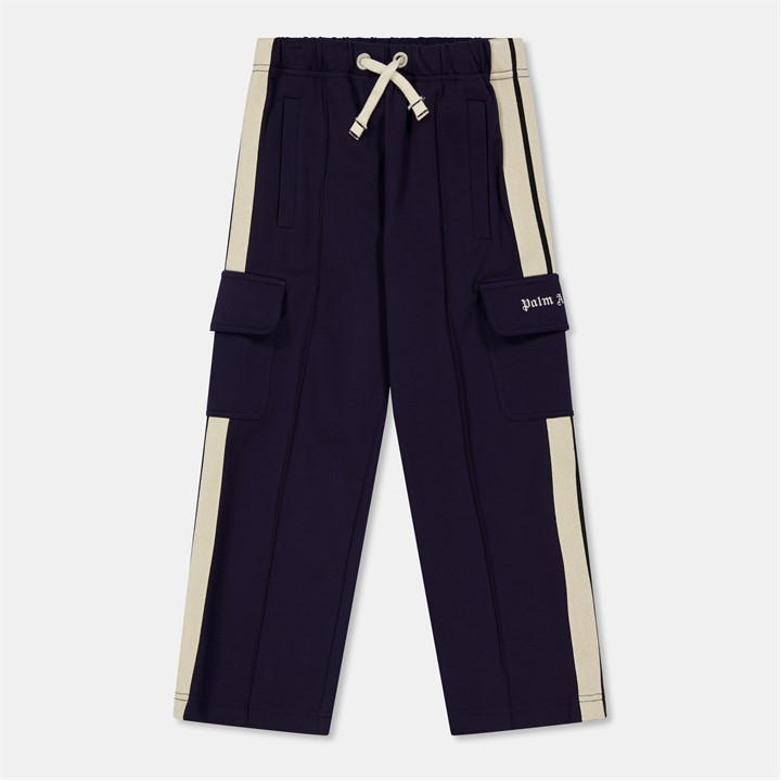 Palm Angels Unisex Kids Blue ' Logo Open Hem Fleece Joggers