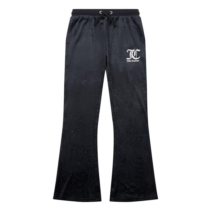 Juicy Couture Girls Black Glitter Velour Flared Joggers Size 8