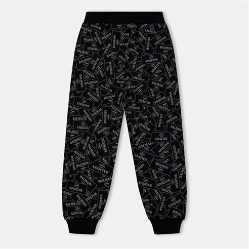 BALMAIN - Unisex Kids' All Over Print Fleece Cuffed Ankle Joggers