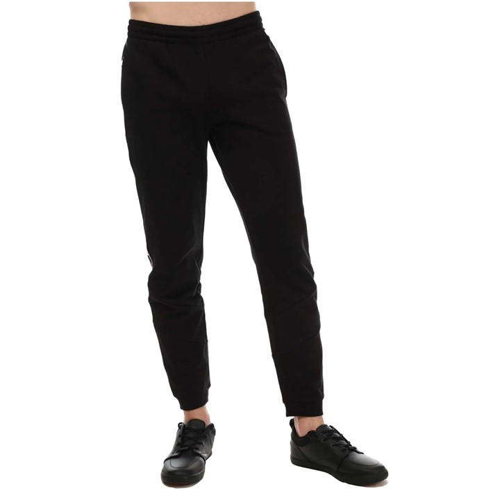 Lacoste Men's Black Tape Logo Fleece Closed Hem Joggers - Size 2XL