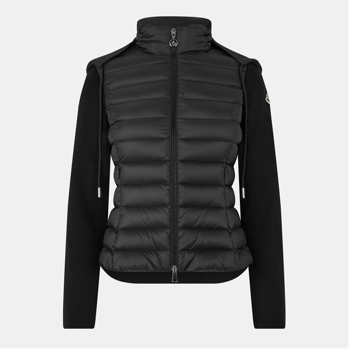 Moncler Women's Black Padded Wool Zip-Up Cardigan