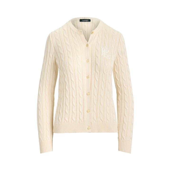 Lauren By Ralph Lauren Women's Cream Cable-Knit Cardigan - Size 14