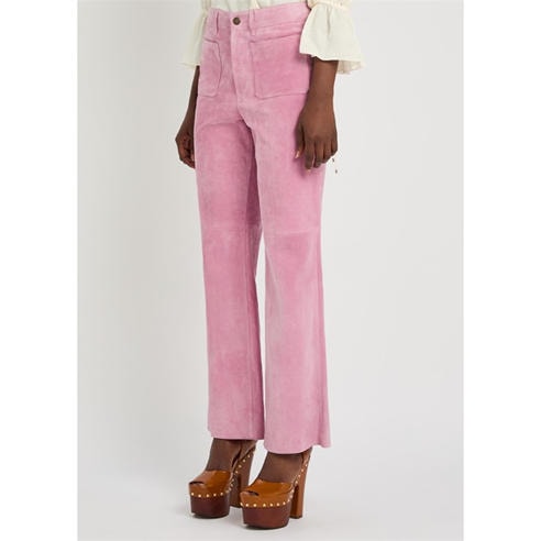Chloe - Women's Suede High-Waisted Flared Trousers