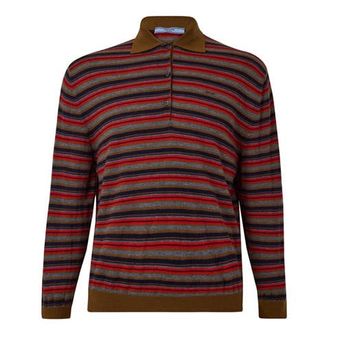 PRADA - Women's Striped Cotton Long-Sleeve Polo