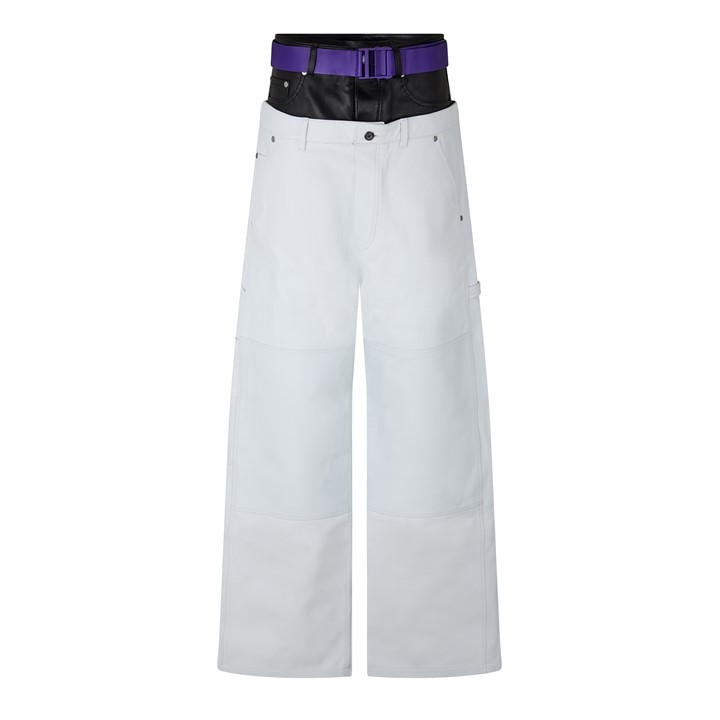 OFF WHITE Men’s Leather Straight Leg Trousers OFF WHITE Men’s Leather Straight Leg Trousers
