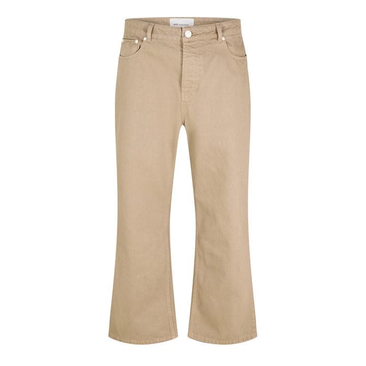 Ami Paris Men's Beige Straight Leg Trousers - M
