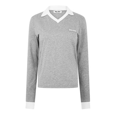 MIU MIU - Women's Jersey Top Knitted Long Sleeve Polo Shirt