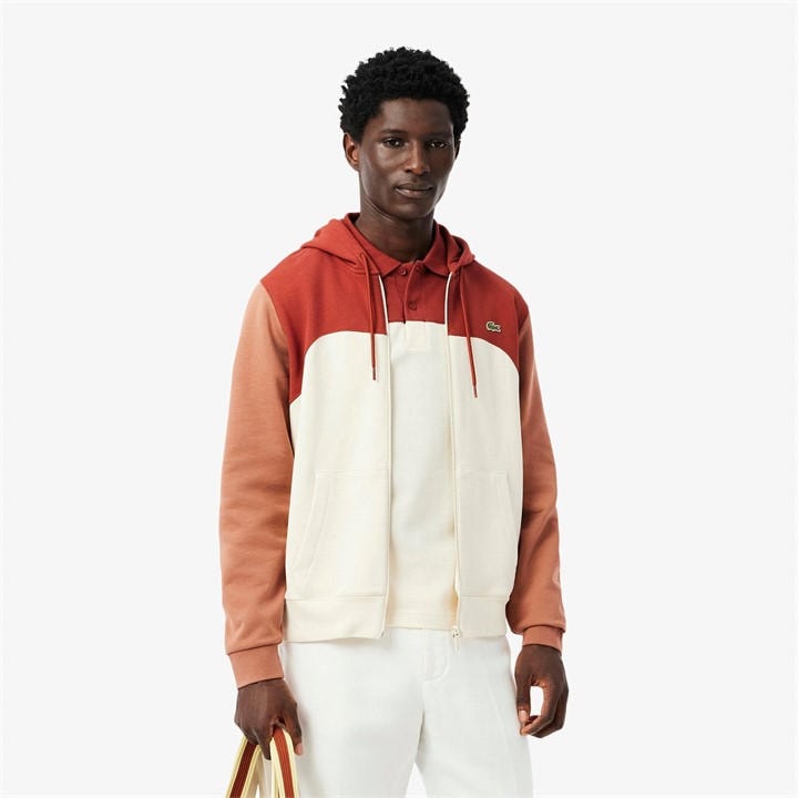 Lacoste Men's Pink Colour Block Zip Hoodie - M