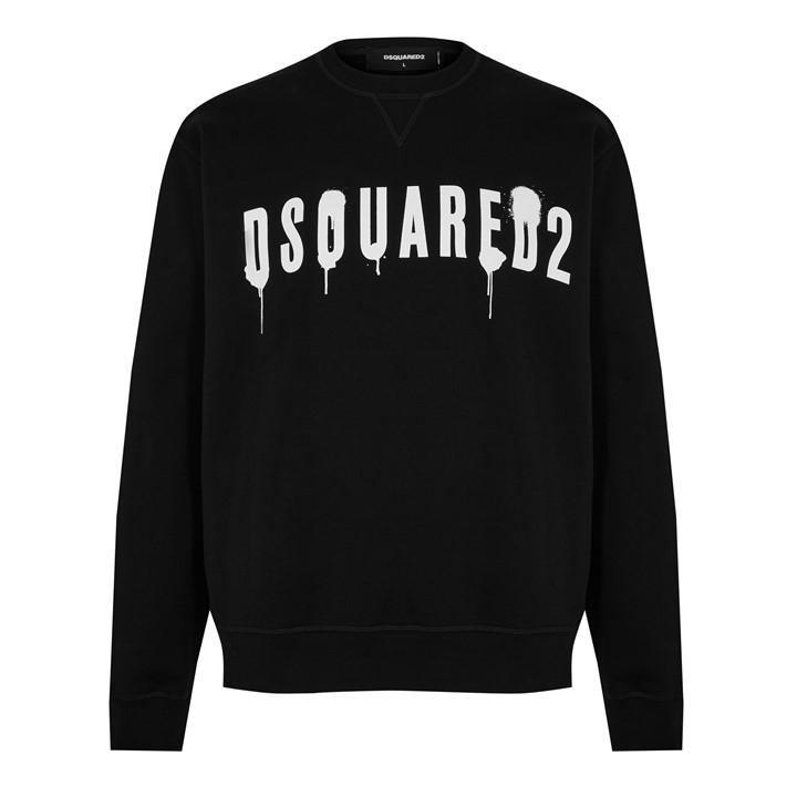 Dsquared2 Men's Black Logo Spray Cool Sweater Large