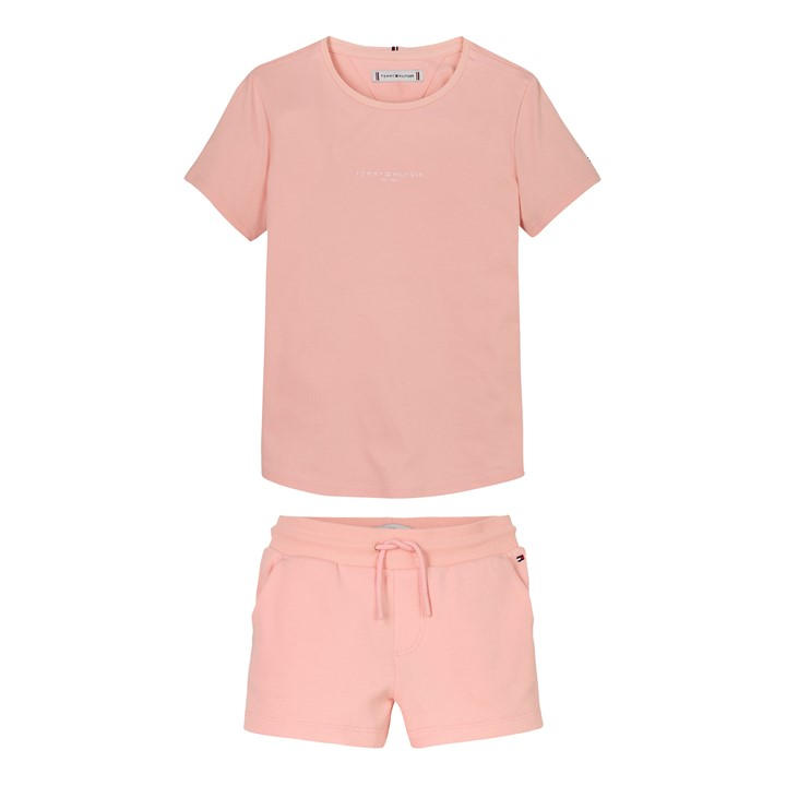 Tommy Hilfiger Girls Pink Mini Corp Set Tee + Short Size 9