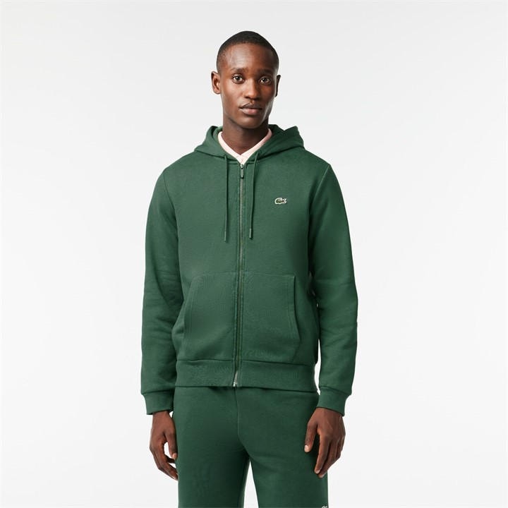 Lacoste Men's Green Zipped Fleece Hoodie - XS